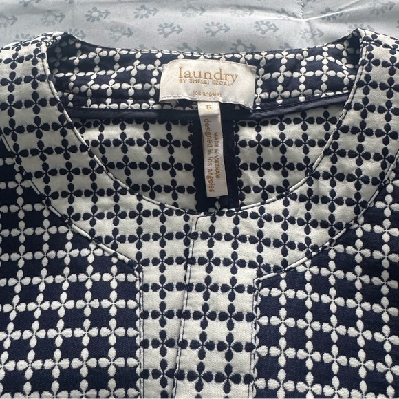 Laundry by Shelli Segal Navy and White Women's Size 6 Open Front Blazer - Picture 5 of 7